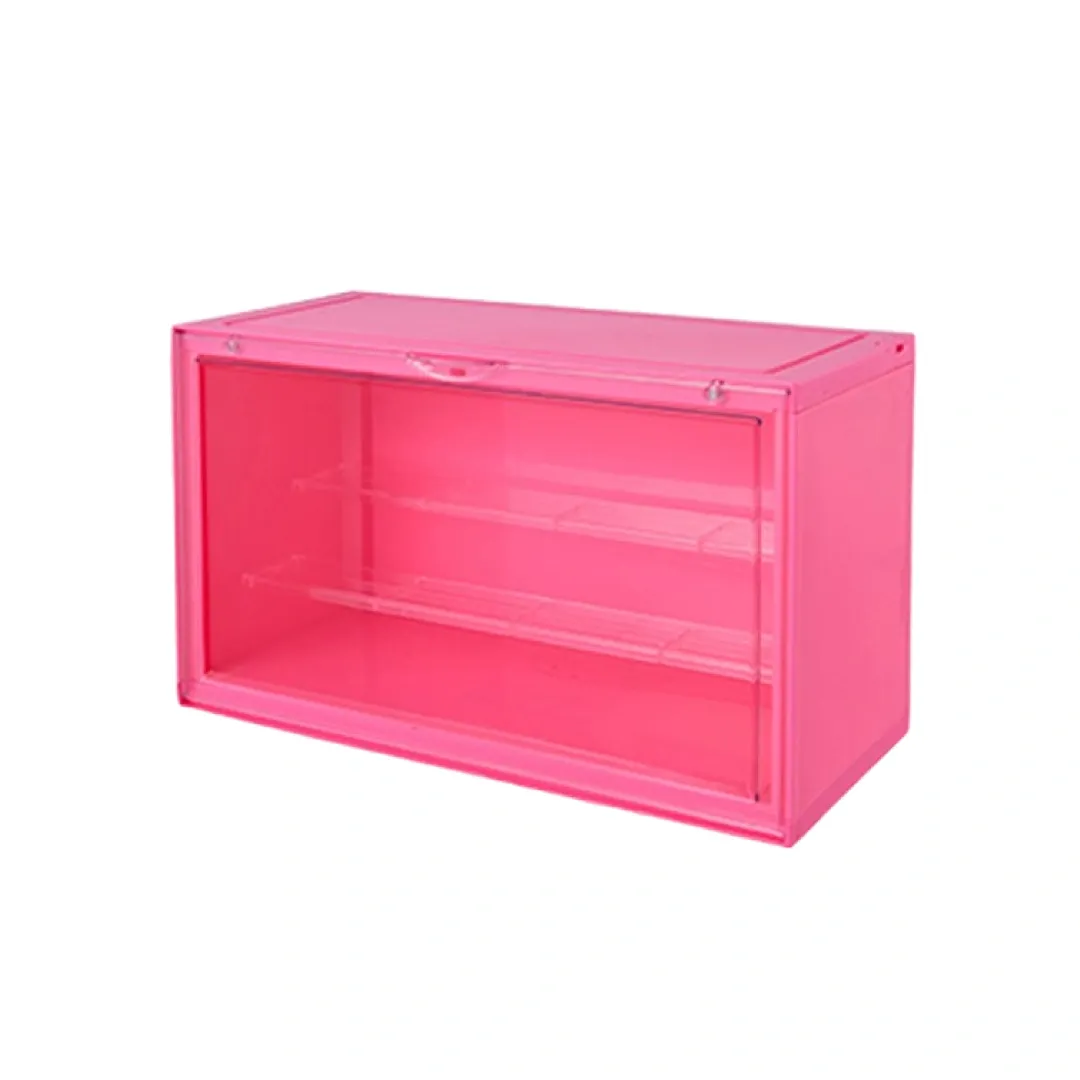 HOUZE - POPBOX LED Light Acrylic Popmart Display Storage Box with 2 Shelves - Hot Pink|Black|White