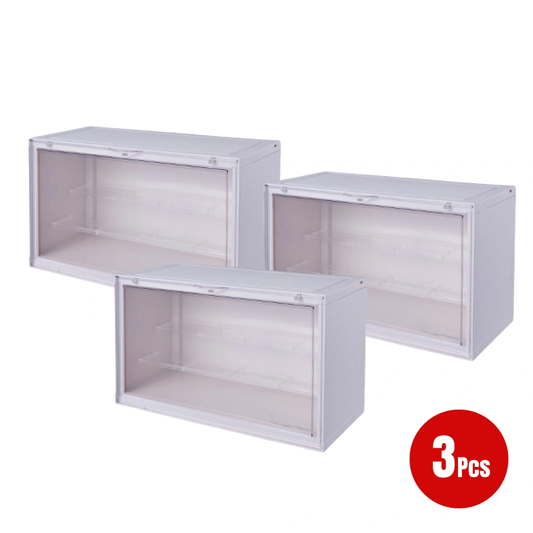 HOUZE - POPBOX LED Light Acrylic Popmart Display Storage Box with 2 Shelves - Hot Pink|Black|White