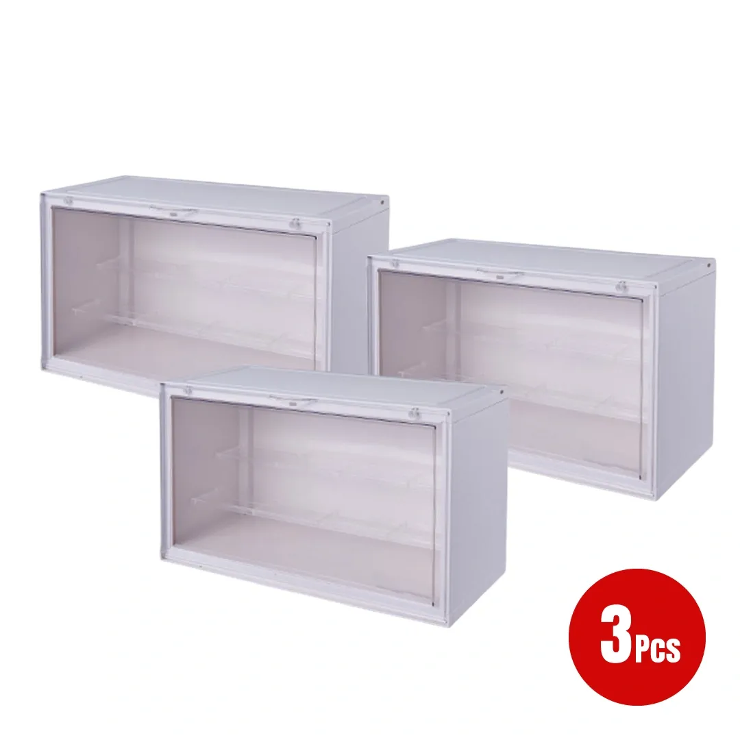 HOUZE - POPBOX LED Light Acrylic Popmart Display Storage Box with 2 Shelves - Hot Pink|Black|White