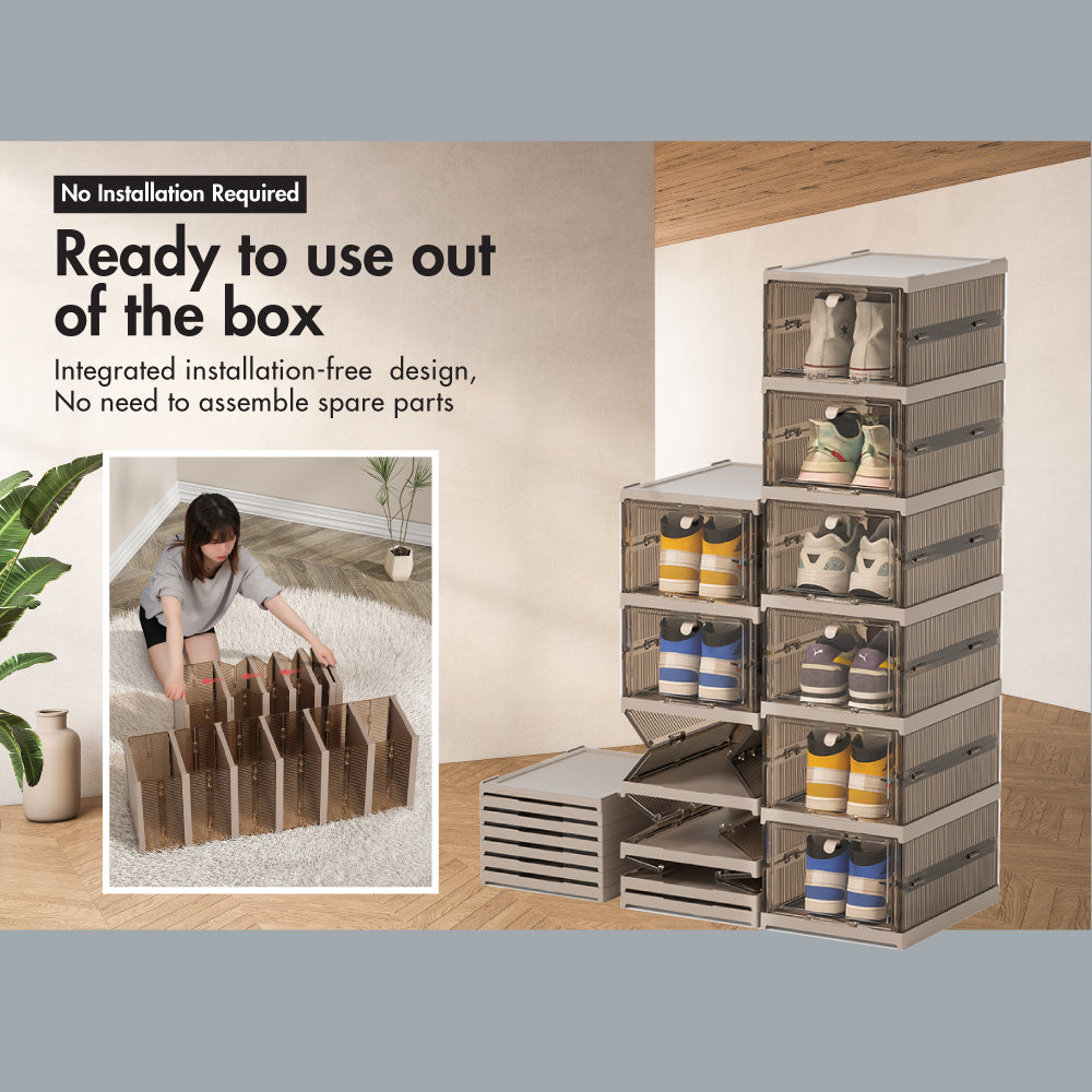 HOUZE SoleMate Modular 3 Tier Collapsible Shoe Cabinet Clear