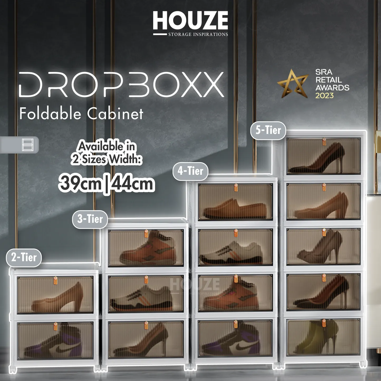 DROPBOXX 1|2|3|4|5|6 Tier Foldable Shoe Cabinet - Organizer | Shoe | Storage