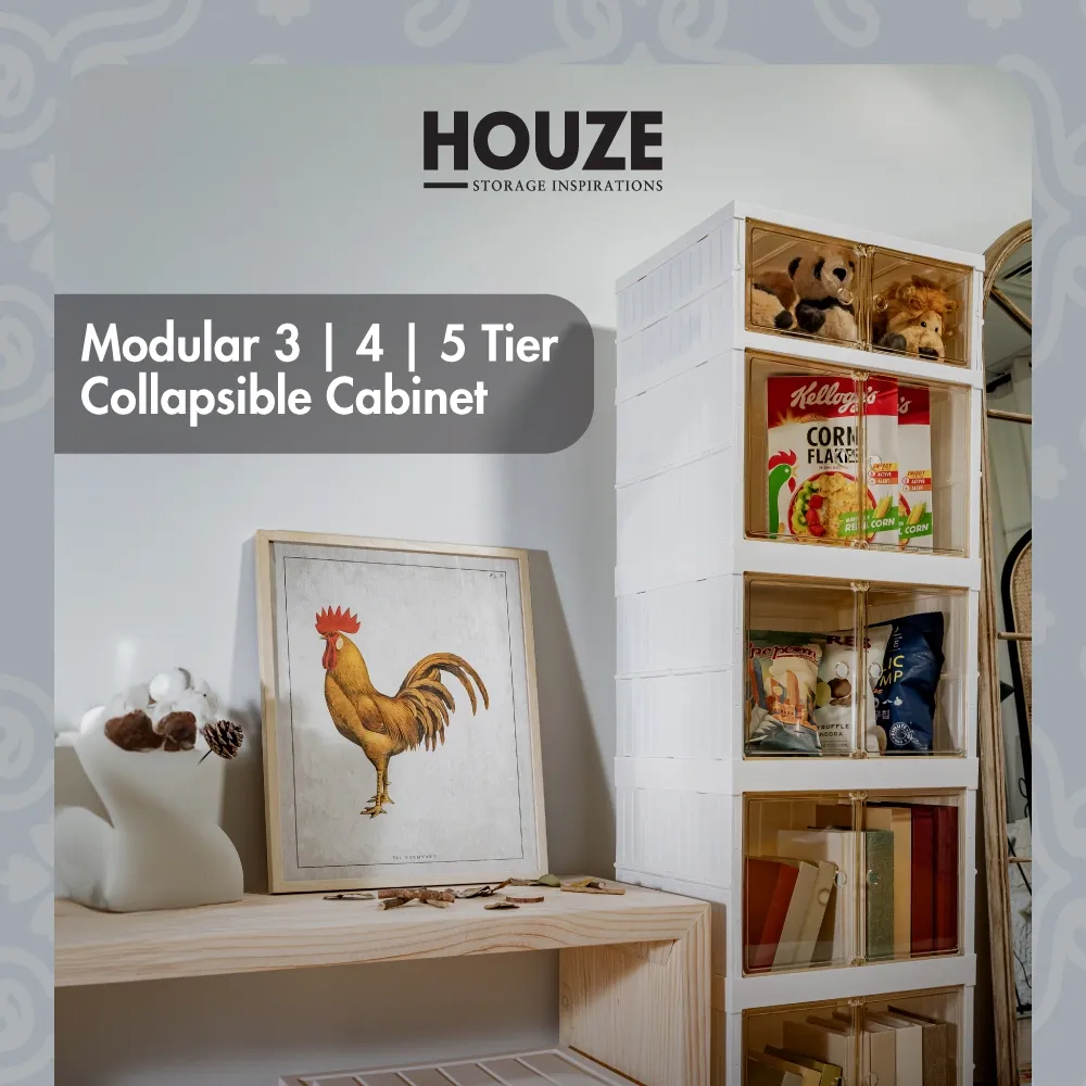 HOUZE - Modular 3|4|5 Tier Collapsible Cabinet - Storage | Space Saver | Organizer