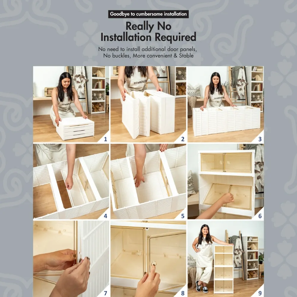 HOUZE - Modular 3|4|5 Tier Collapsible Cabinet - Storage | Space Saver | Organizer