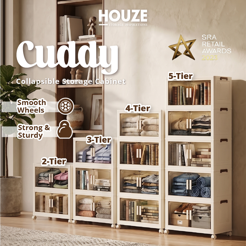 HOUZE - 'CUDDY' 2|3|4|5 Tier Collapsible Storage Cabinet (Length: 55cm | 70cm)