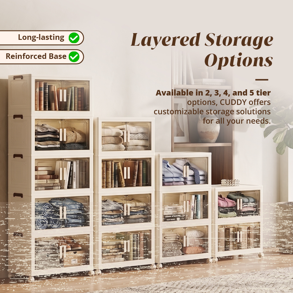 HOUZE - 'CUDDY' 2|3|4|5 Tier Collapsible Storage Cabinet (Length: 55cm | 70cm)