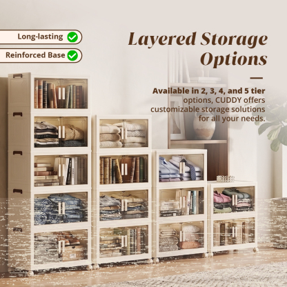 HOUZE - 'CUDDY' 2|3|4|5 Tier Collapsible Storage Cabinet (Length: 55cm | 70cm)
