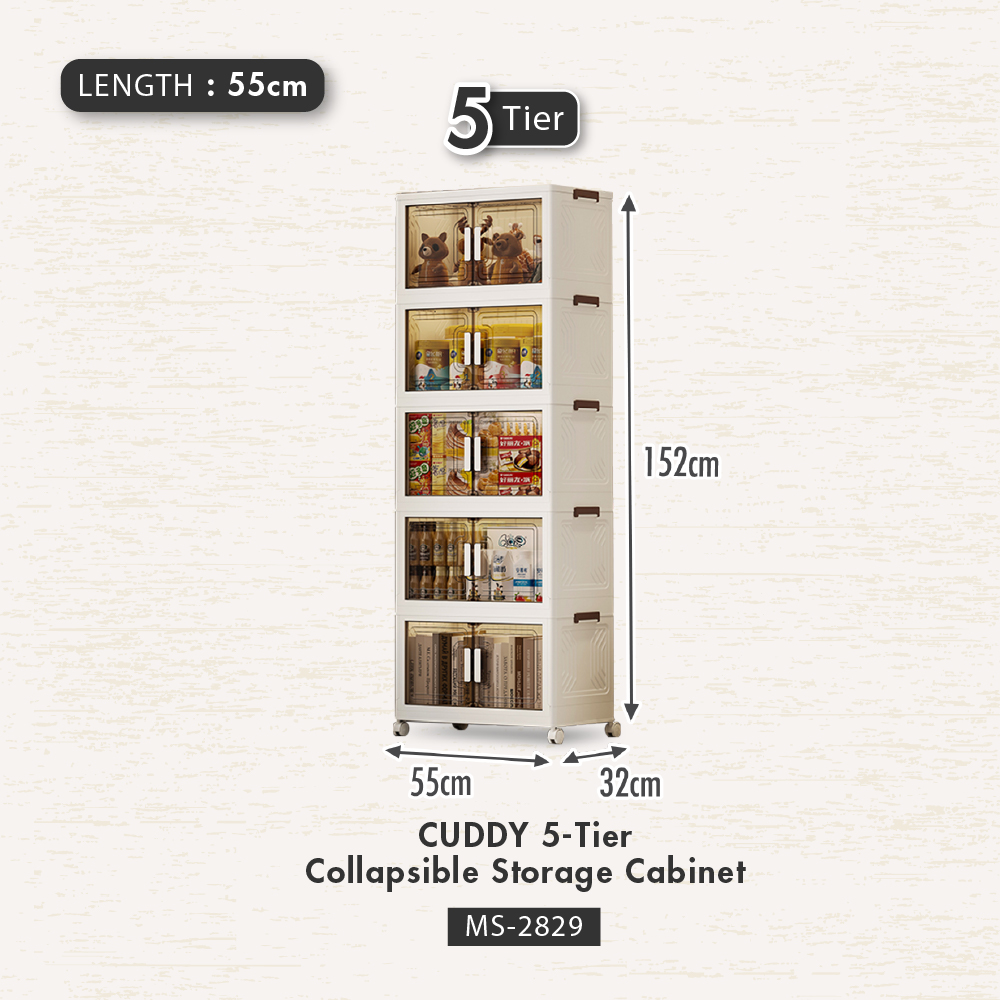 HOUZE - 'CUDDY' 2|3|4|5 Tier Collapsible Storage Cabinet (Length: 55cm | 70cm)
