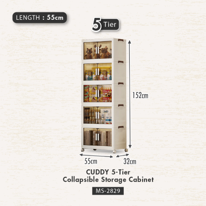HOUZE - 'CUDDY' 2|3|4|5 Tier Collapsible Storage Cabinet (Length: 55cm | 70cm)