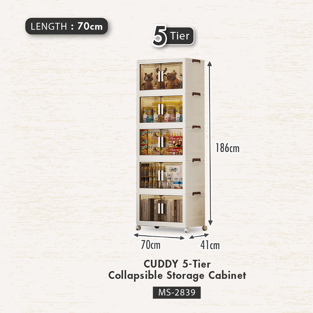 HOUZE - 'CUDDY' 2|3|4|5 Tier Collapsible Storage Cabinet (Length: 55cm | 70cm)