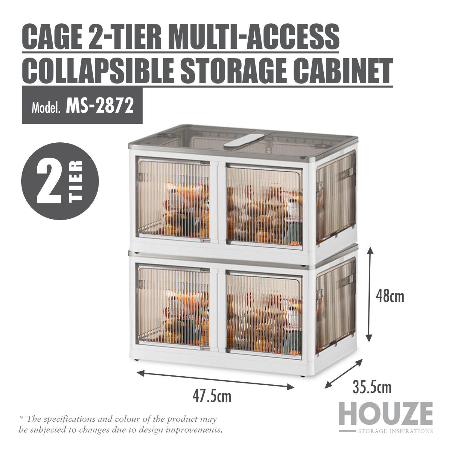 'CAGE' 2|3|4|5-Tier Multi Access Collapsible Storage Cabinet with Buckle Opening