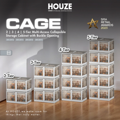 'CAGE' 2|3|4|5-Tier Multi Access Collapsible Storage Cabinet with Buckle Opening