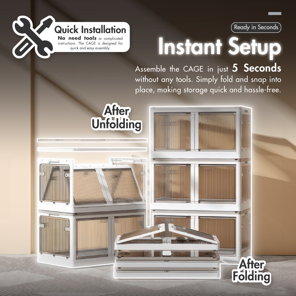 'CAGE' 2|3|4|5-Tier Multi Access Collapsible Storage Cabinet with Buckle Opening