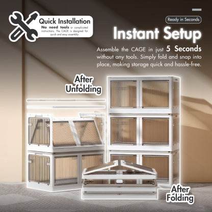 'CAGE' 2|3|4|5-Tier Multi Access Collapsible Storage Cabinet with Buckle Opening