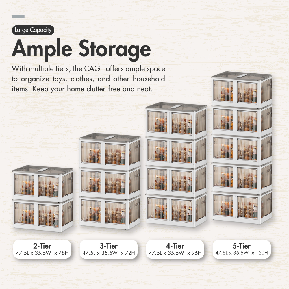 'CAGE' 2|3|4|5-Tier Multi Access Collapsible Storage Cabinet with Buckle Opening
