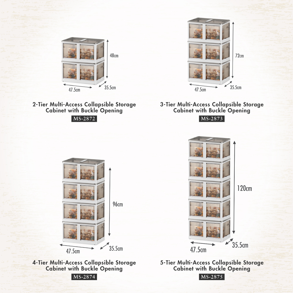 'CAGE' 2|3|4|5-Tier Multi Access Collapsible Storage Cabinet with Buckle Opening