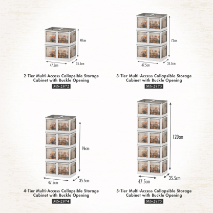 'CAGE' 2|3|4|5-Tier Multi Access Collapsible Storage Cabinet with Buckle Opening