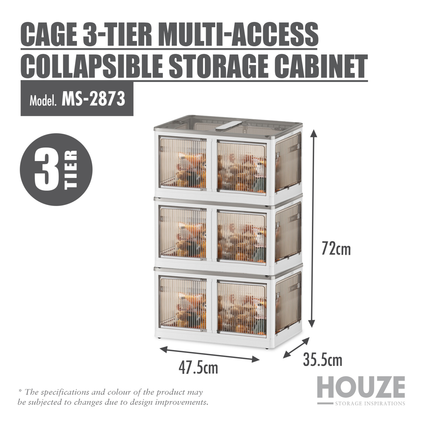 'CAGE' 2|3|4|5-Tier Multi Access Collapsible Storage Cabinet with Buckle Opening