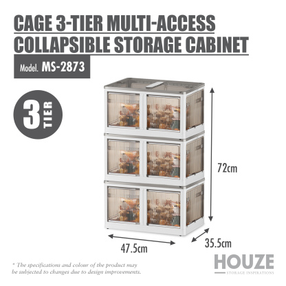 'CAGE' 2|3|4|5-Tier Multi Access Collapsible Storage Cabinet with Buckle Opening
