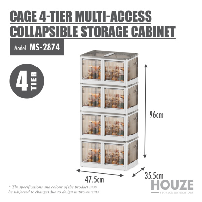 'CAGE' 2|3|4|5-Tier Multi Access Collapsible Storage Cabinet with Buckle Opening