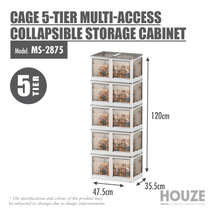 'CAGE' 2|3|4|5-Tier Multi Access Collapsible Storage Cabinet with Buckle Opening
