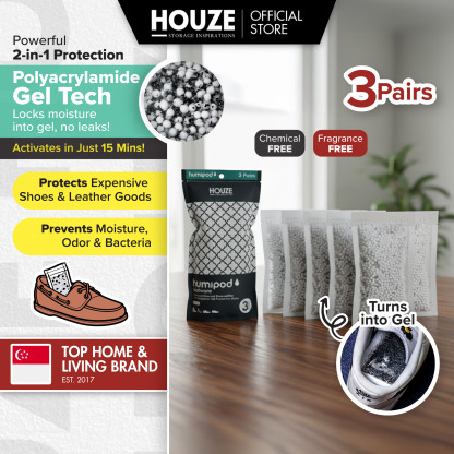 HOUZE - HUMIPOD Footware Activated Charcoal Dehumidifier - 'Gel Packet For Shoes'