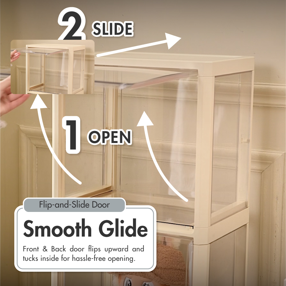 HOUZE - MegaPop 2 | 3 | 4 Tier Display Cabinet (White/Black)