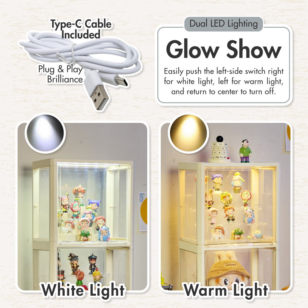 HOUZE - MegaPop 2 | 3 | 4 Tier Display Cabinet (White/Black)