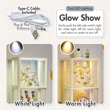 HOUZE - MegaPop 2 | 3 | 4 Tier Display Cabinet (White/Black)