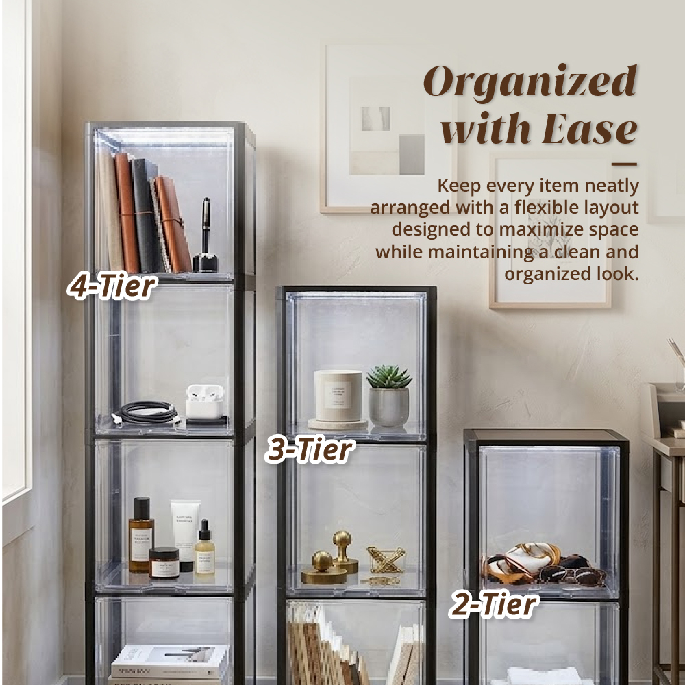 HOUZE - MegaPop Display Cabinet (White | Black) [2 | 3 | 4 Tier]