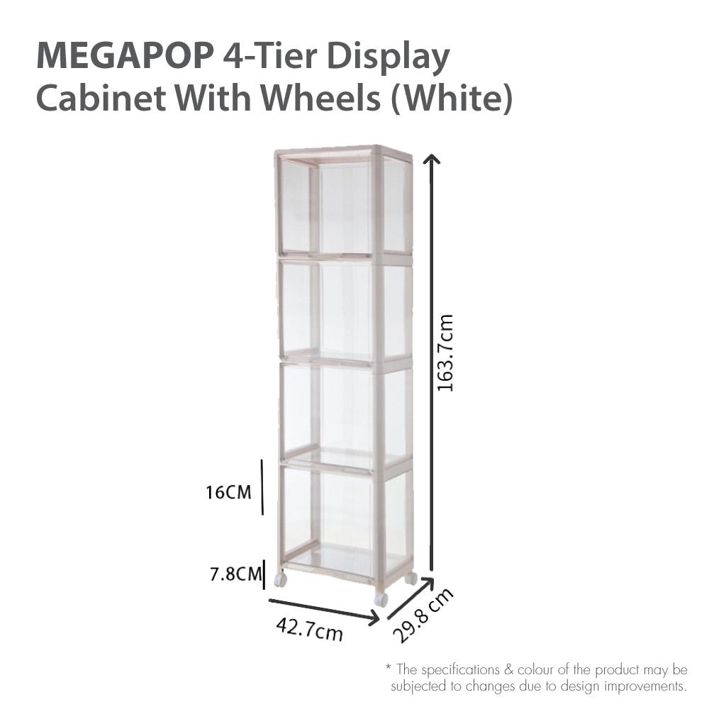 HOUZE - MegaPop 2 | 3 | 4 Tier Display Cabinet (White/Black)