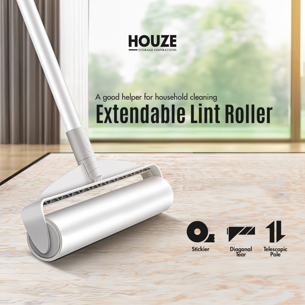 Extendable 19cm Lint Roller Length: 70 -115cm [White] - Retractable | Dust-free | Clean | Car Dog Fur | Sofa
