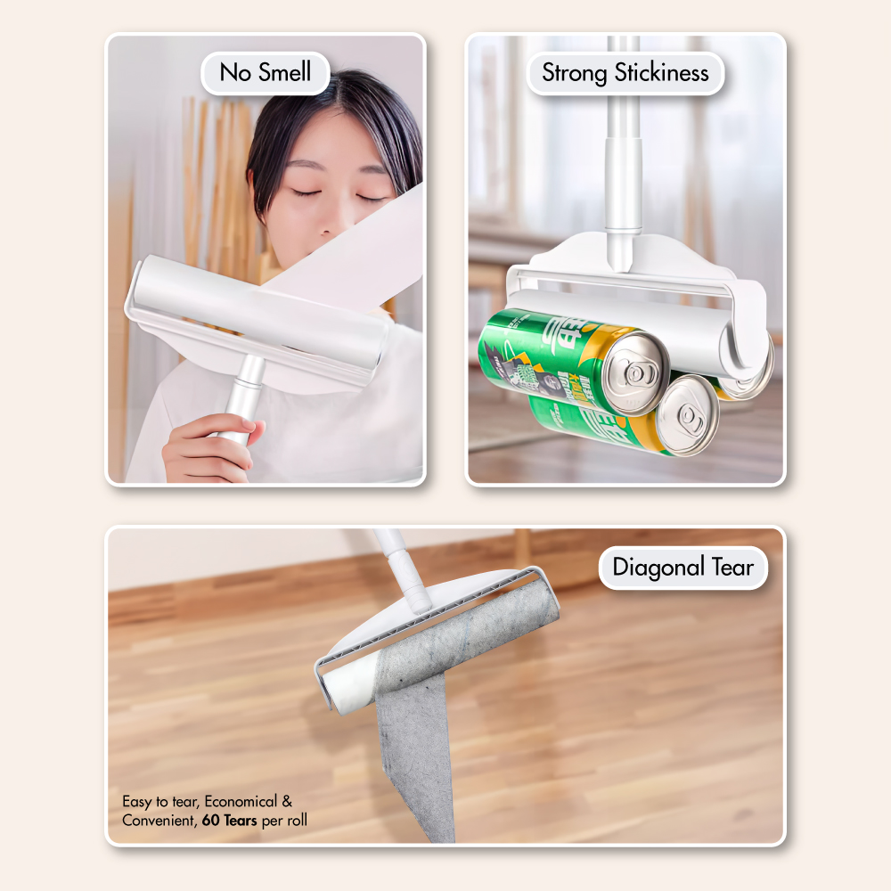 Extendable 19cm Lint Roller Length: 70 -115cm [White] - Retractable | Dust-free | Clean | Car Dog Fur | Sofa