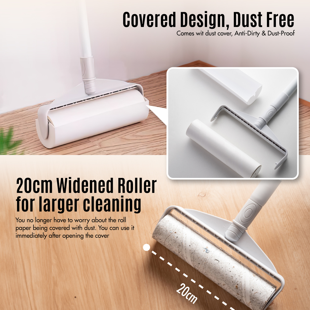 Extendable 19cm Lint Roller Length: 70 -115cm [White] - Retractable | Dust-free | Clean | Car Dog Fur | Sofa