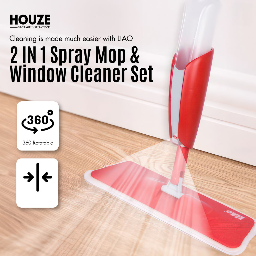 HOUZE - LIAO - 2 IN 1 Spray Mop & Window Cleaner Set