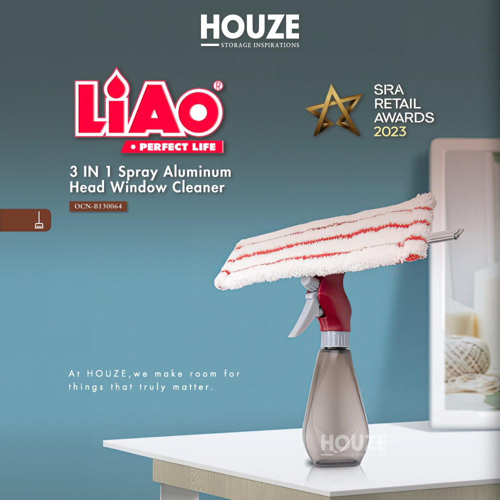 LIAO - 3 IN 1 Spray Aluminum Head Window Cleaner - Kitchen | Bathroom | Lightweight