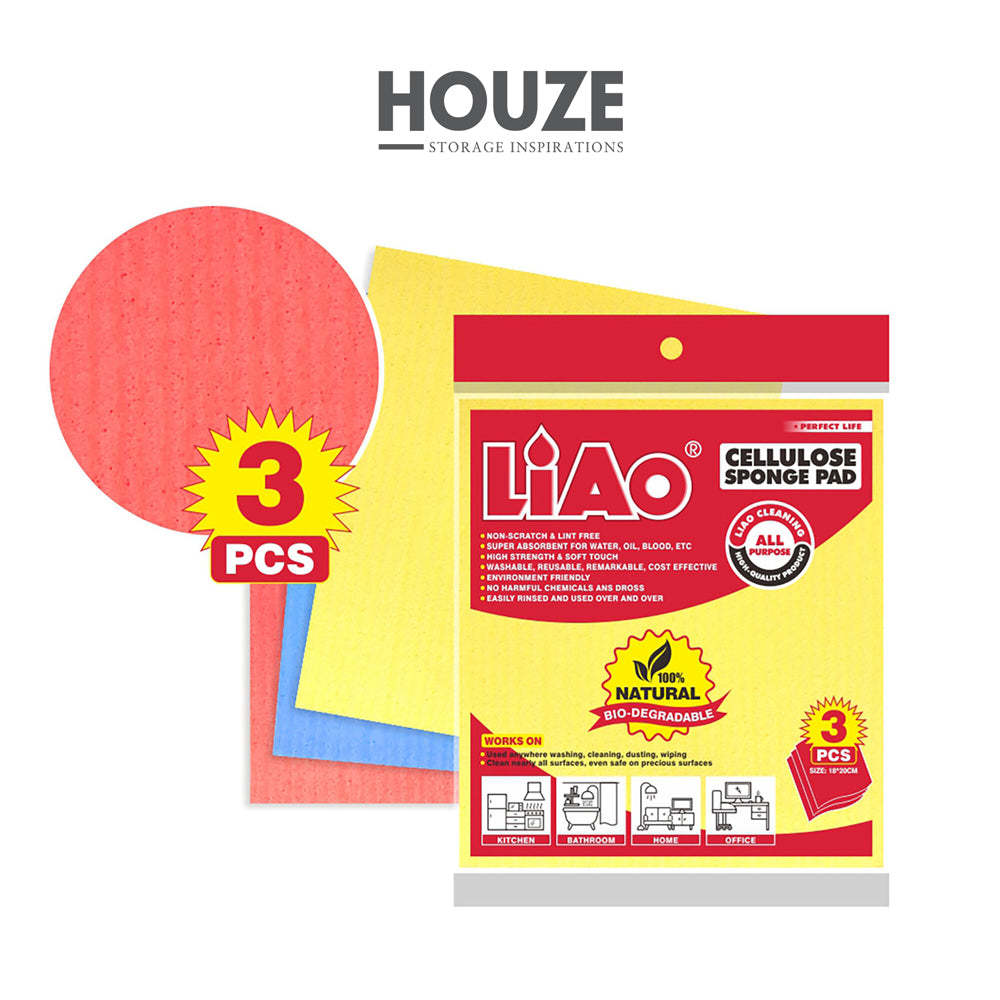 HOUZE - LIAO Cellulose Sponge Pad (Pack of 3)
