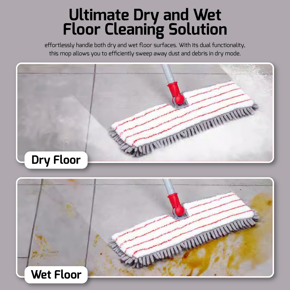 LIAO - 360 Degree Swivel Head Double Side Multi-Purpose Flat Mop with 2pcs Microfiber Mop Refill