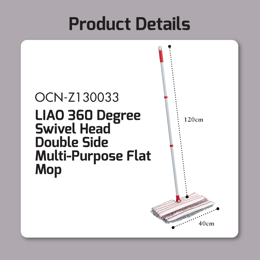 LIAO - 360 Degree Swivel Head Double Side Multi-Purpose Flat Mop with 2pcs Microfiber Mop Refill