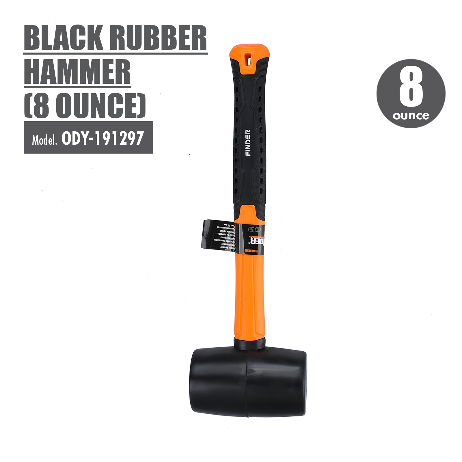 FINDER - Black Rubber Hammer (8 Ounce)