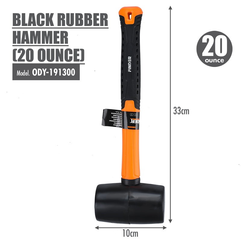 FINDER - Black Rubber Hammer (20 Ounce) - HOUZE - The Homeware Superstore