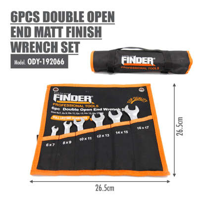 FINDER - 6pcs Double Open End Matt Finish Wrench Set