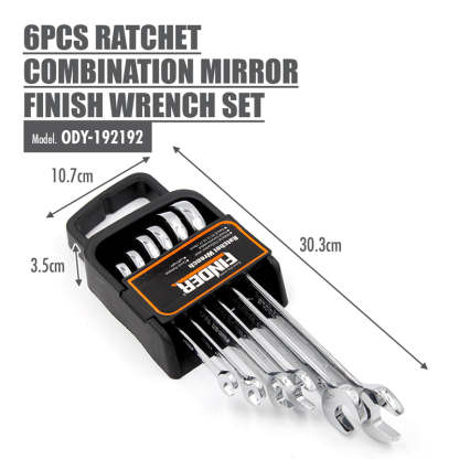 FINDER - 6pcs Ratchet Combination Mirror Finish Wrench Set