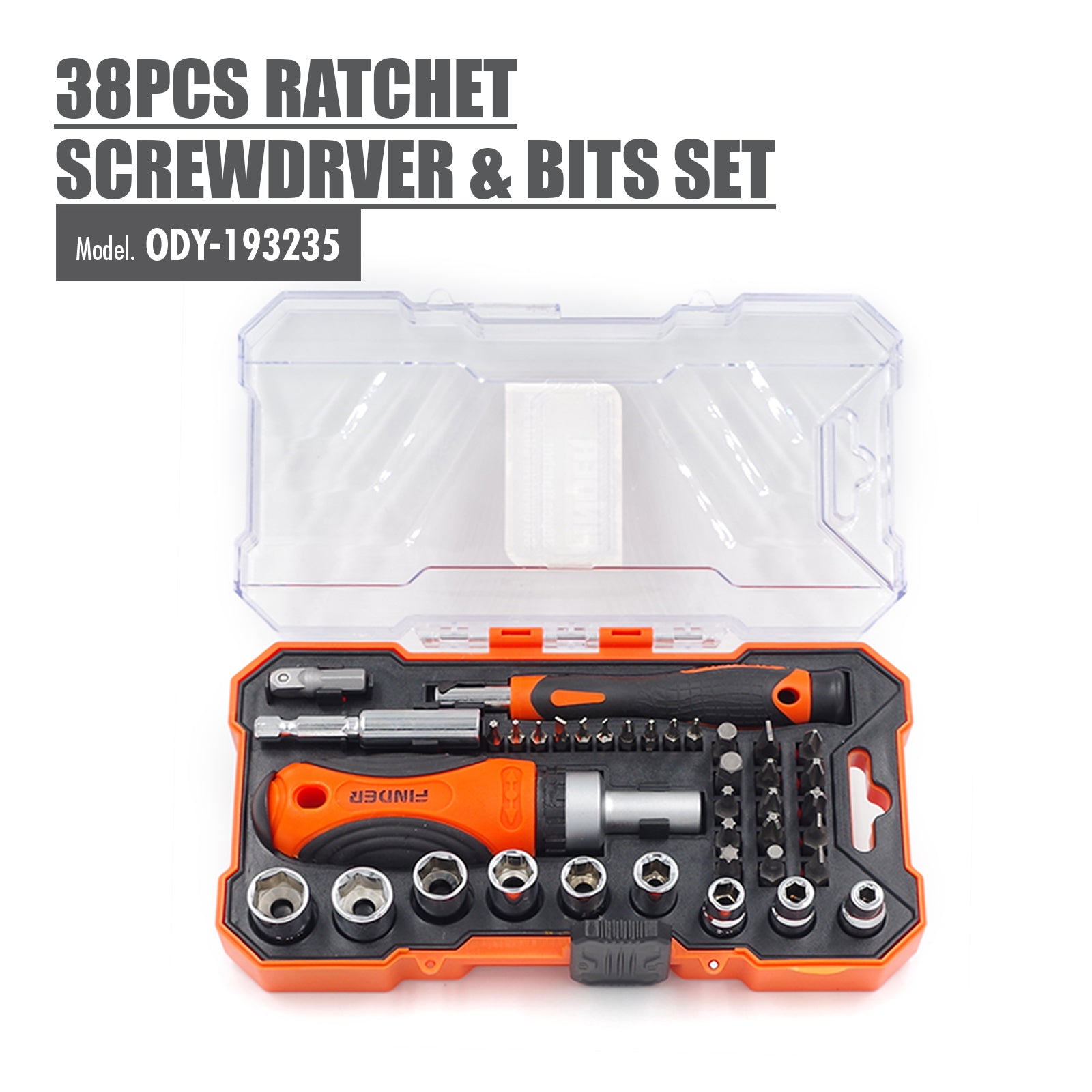 FINDER - 38pcs Ratchet Screwdriver & Bits Set