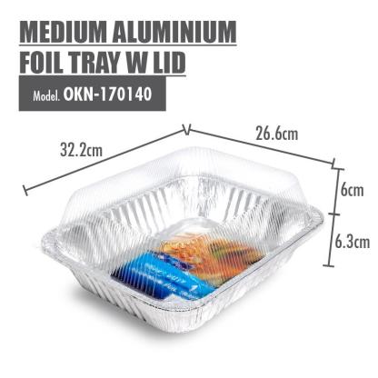 Medium Aluminium Foil Tray with Lid - 322x266x63mm - HOUZE - The Homeware Superstore