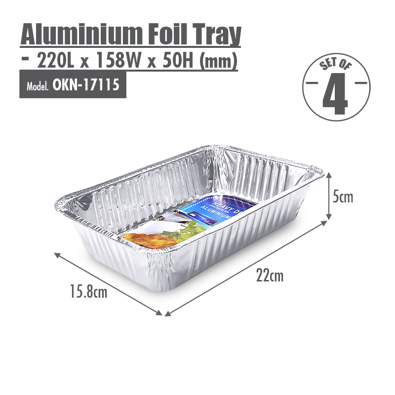 Aluminium Foil Tray (Set of 4) - 220x158x50mm - HOUZE - The Homeware Superstore