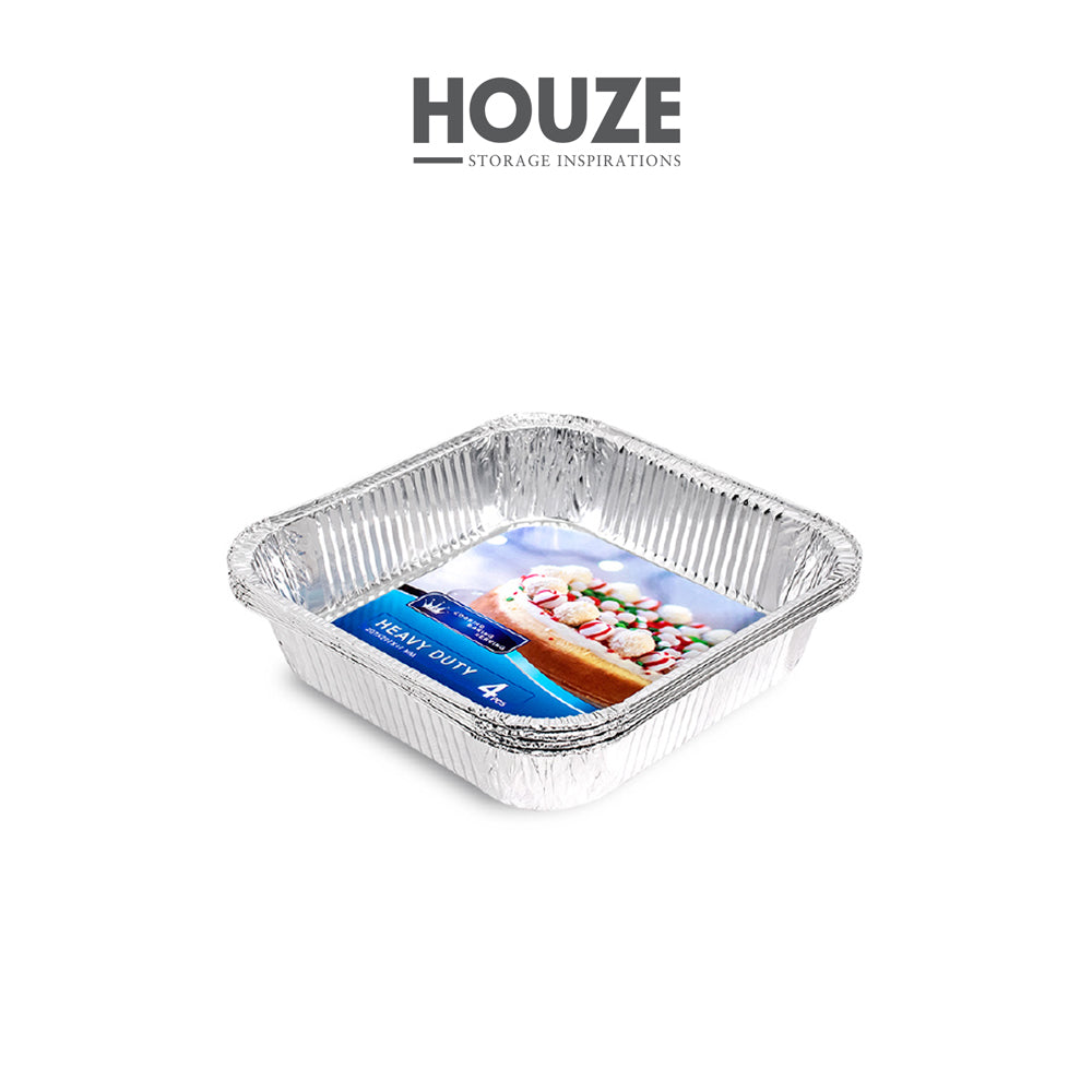 HOUZE - Square Aluminium Foil Tray (Set of 4) - 207x207x47mm