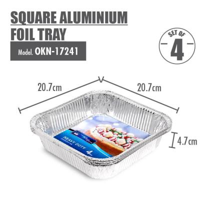 Square Aluminium Foil Tray (Set of 4) - 207x207x47mm