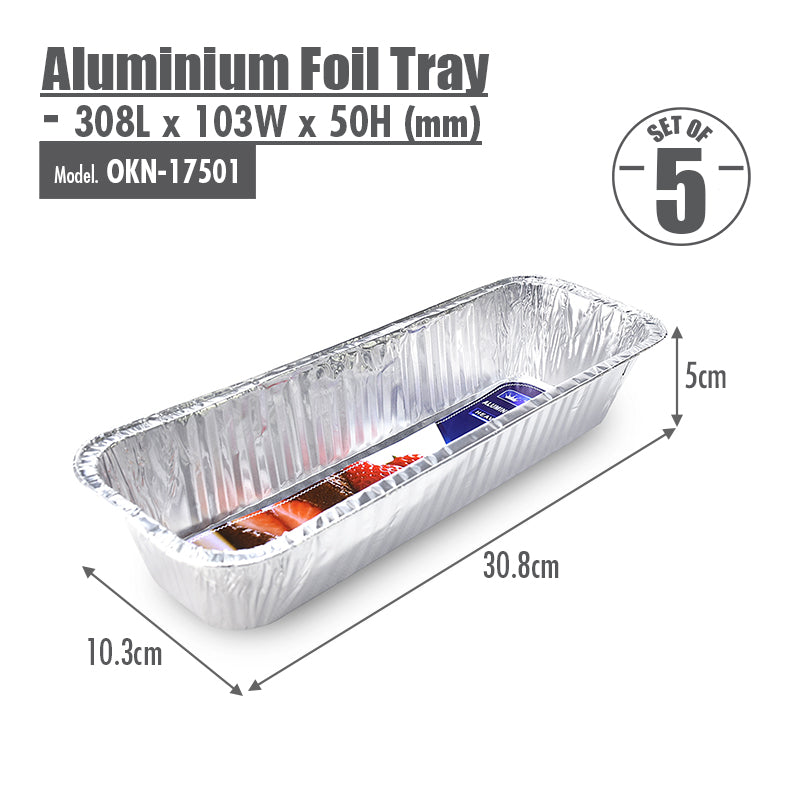 Aluminium Foil Tray (Set of 5) - 308x103x50mm