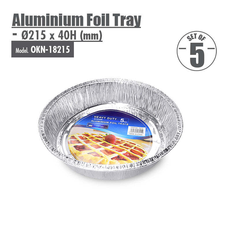 Round Aluminium Foil Tray (Set of 5) - Ø215x40mm