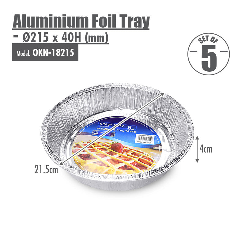 Round Aluminium Foil Tray (Set of 5) - Ø215x40mm